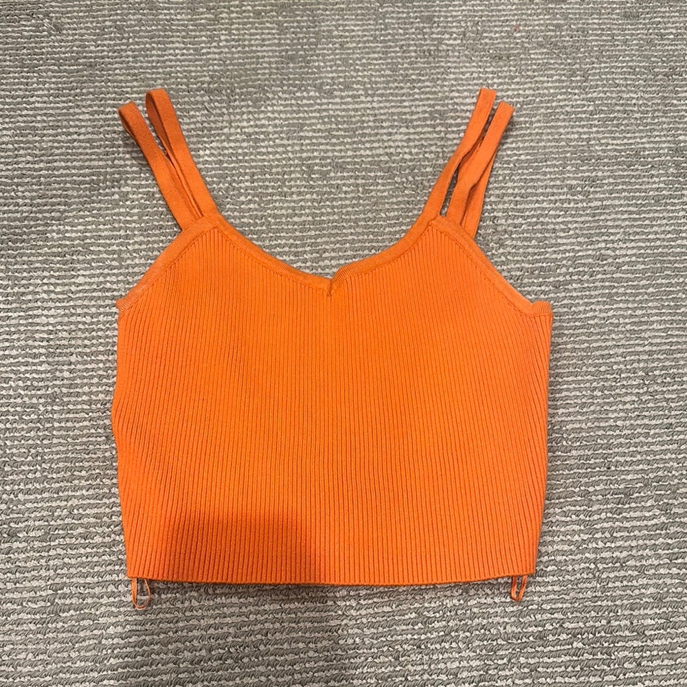 Endless Rose Orange Ribbed Crop Tank Top